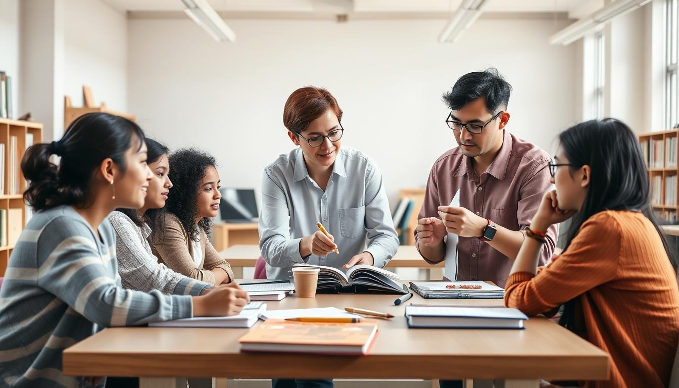 Student using a study guide to organize academic notes